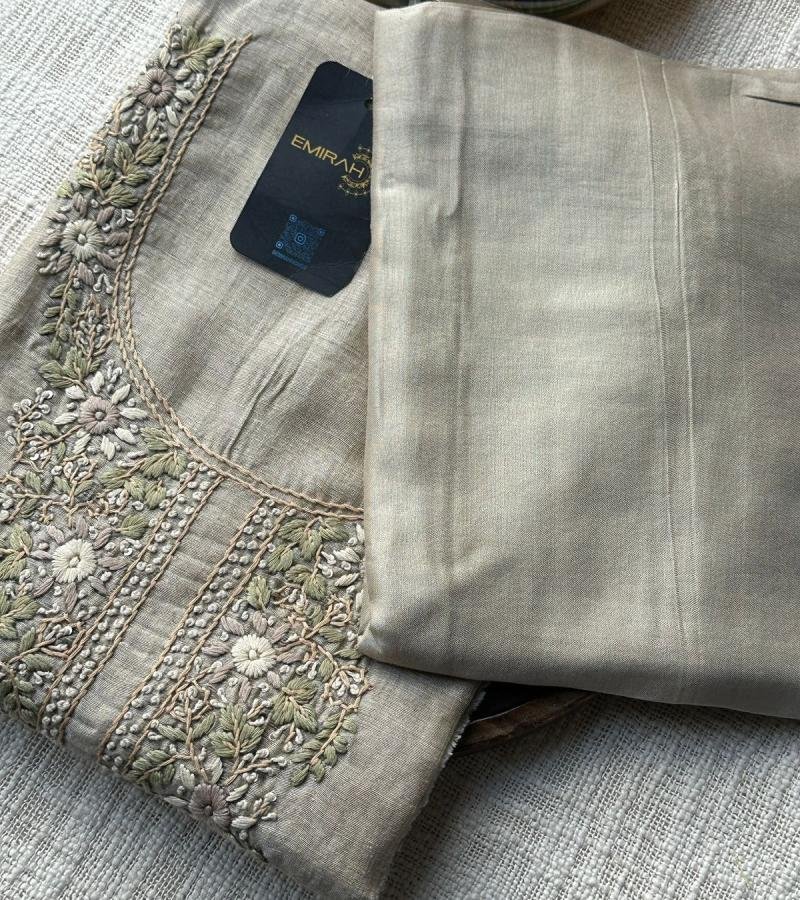  Classic Chanderi Salwar Suit with Jamdani Weaving  - Gold