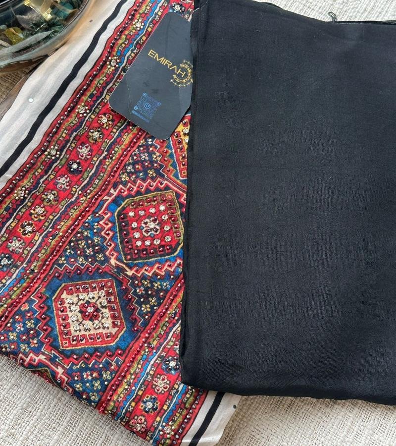 Bohemian Print Crepe Suit - Jet Black