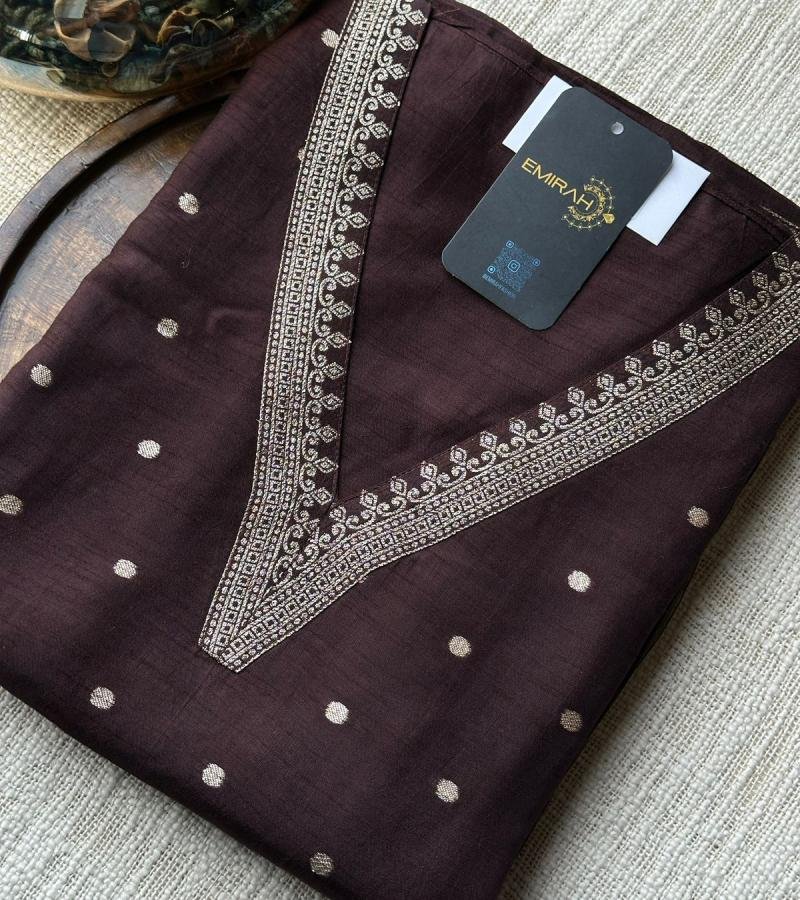 Rich Chocolate Brown Banarasi Silk Salwar Suit - Jet Black