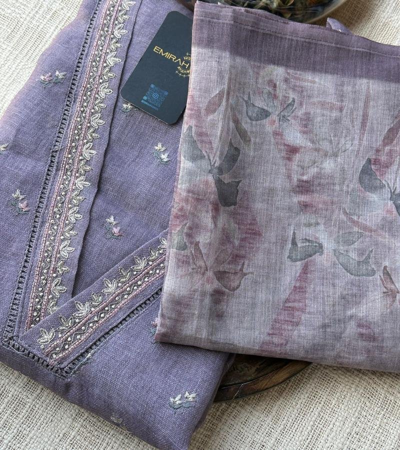 Lavender Linen Blend Suit - Jet Black