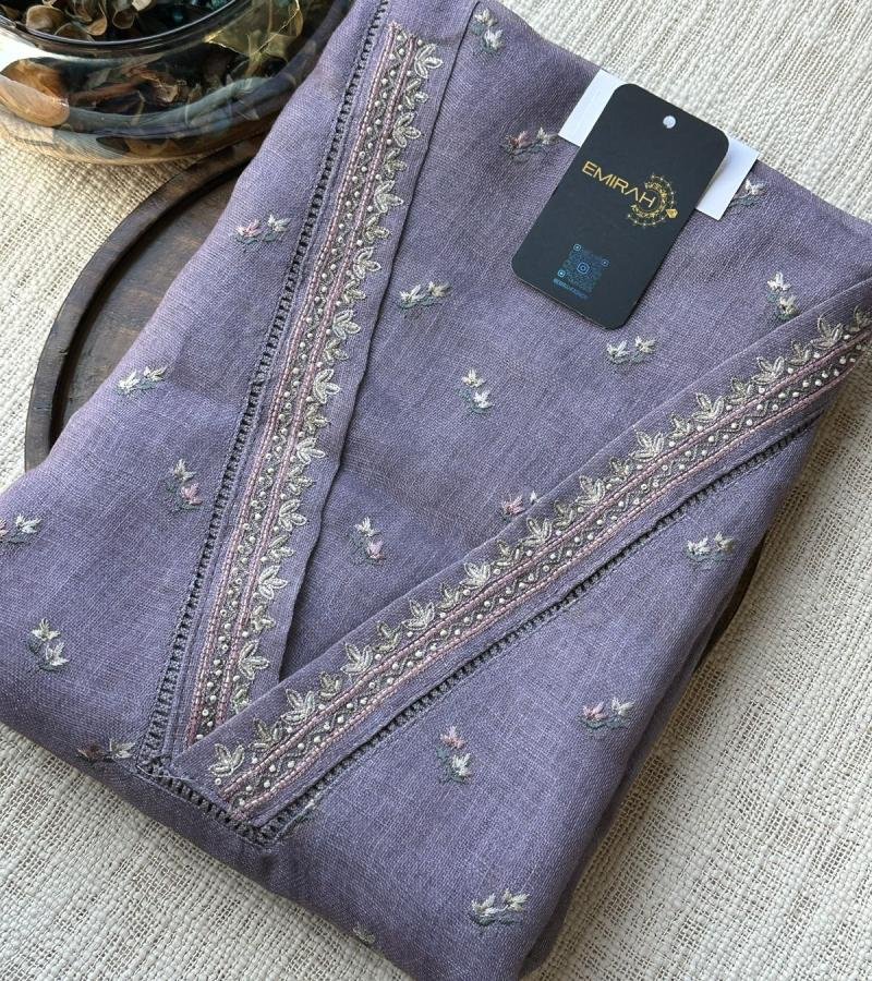 Lavender Linen Blend Suit - Jet Black