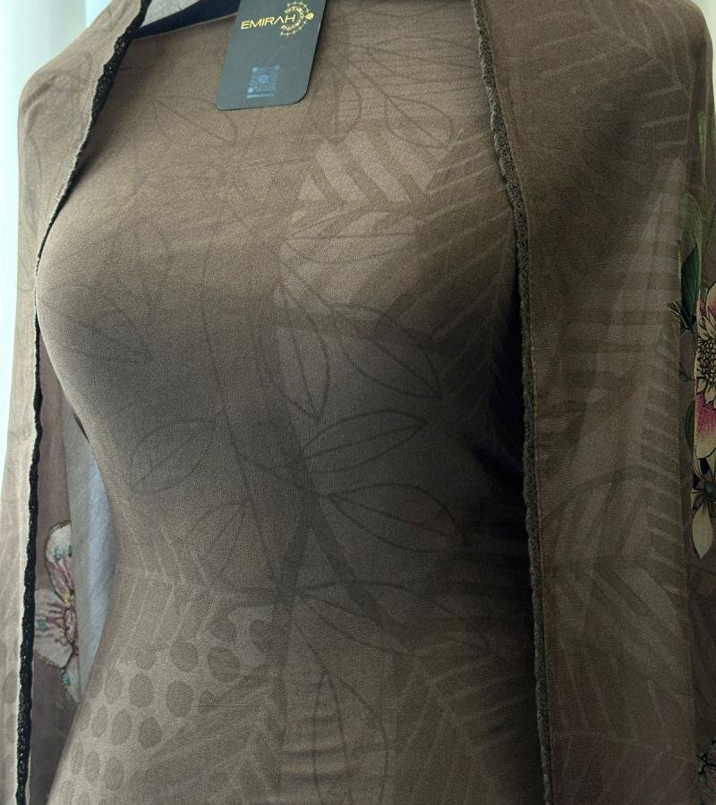 Floral Printed Georgette Suit - Jet Black