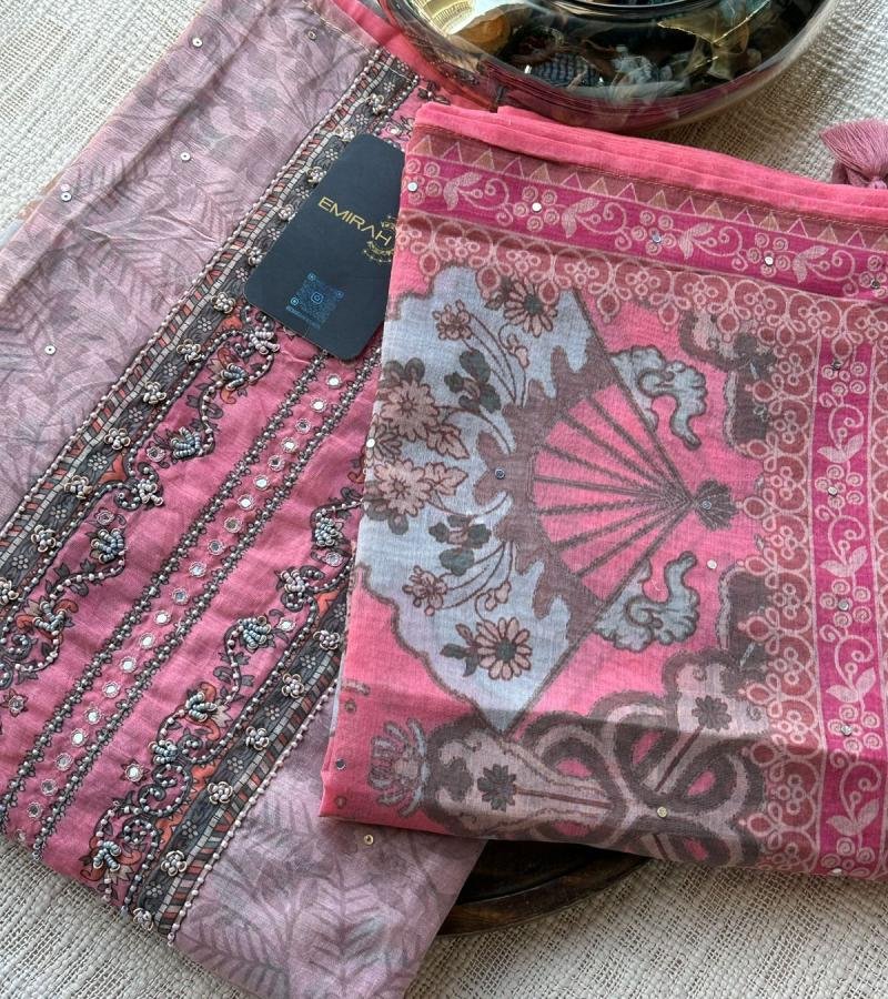 Embellished Chanderi Suit Set - Ruby Red