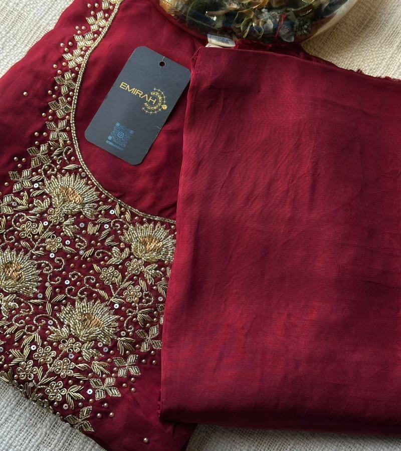 Organza Unstitched Suit - Emerald Green