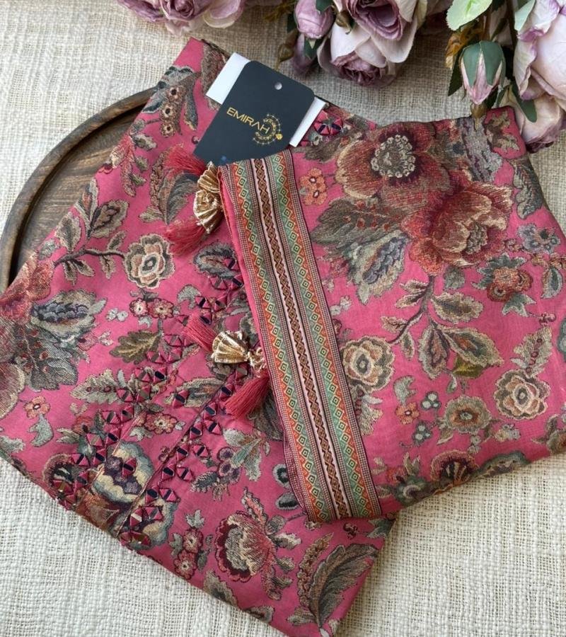 Botanical Muslin Silk Mirror-Work Suit - Royal Blue