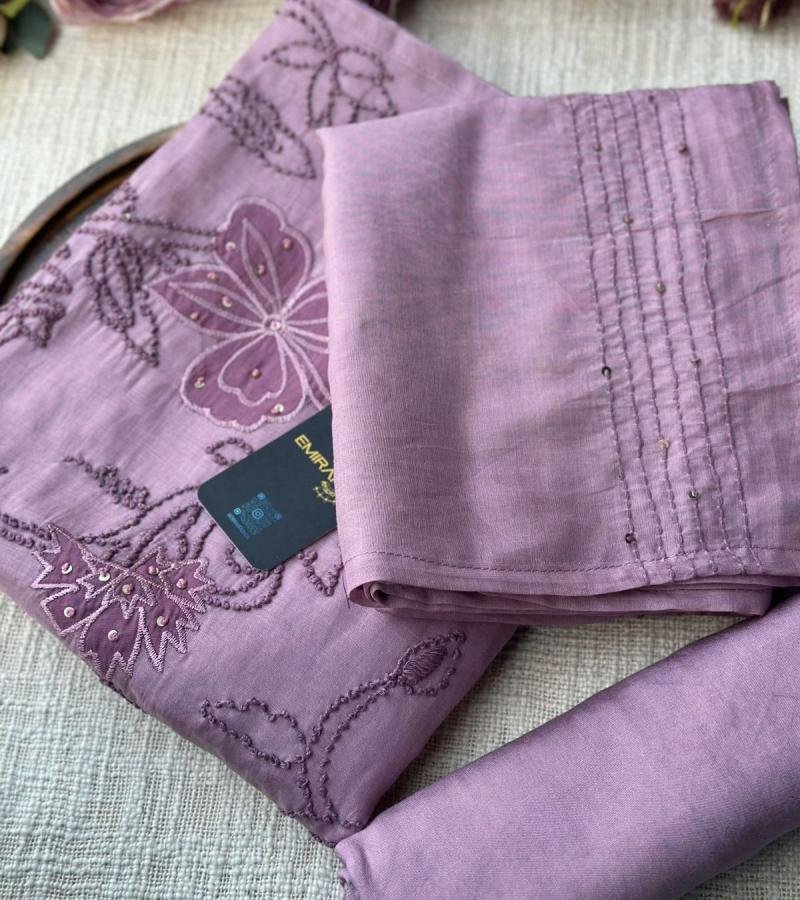 Radiant Embroidered Mul Chanderi Suit - Emerald Green