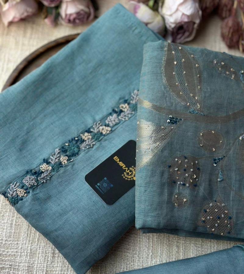 Ornate Floral Chanderi Silk Suit - Ruby Red