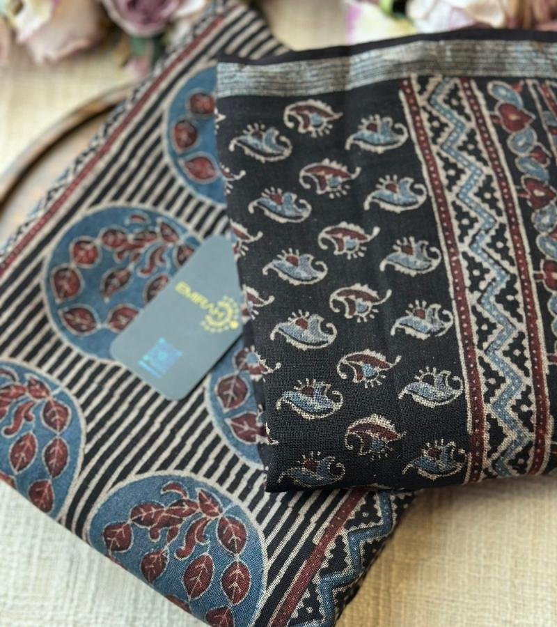 Artisanal Hand-Block Printed Linen Suit - Jet Black