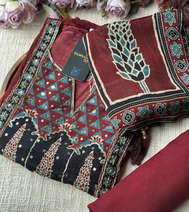 Opulent Embroidered Crepe Silk Suit - Silver