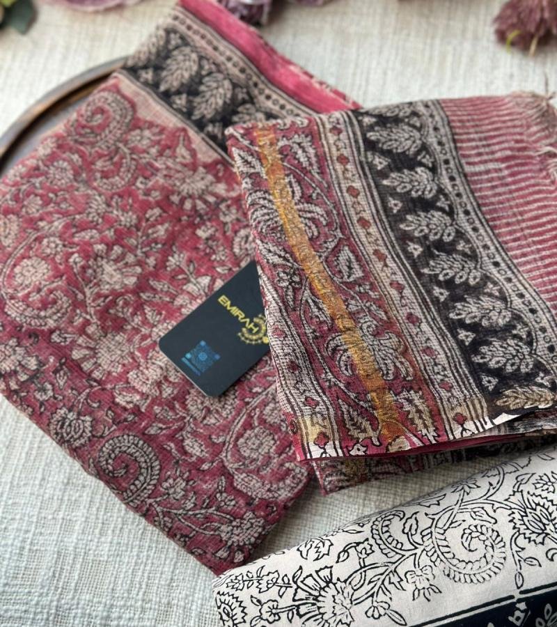 Elegant Floral Kota Doriya Suit  - Ruby Red