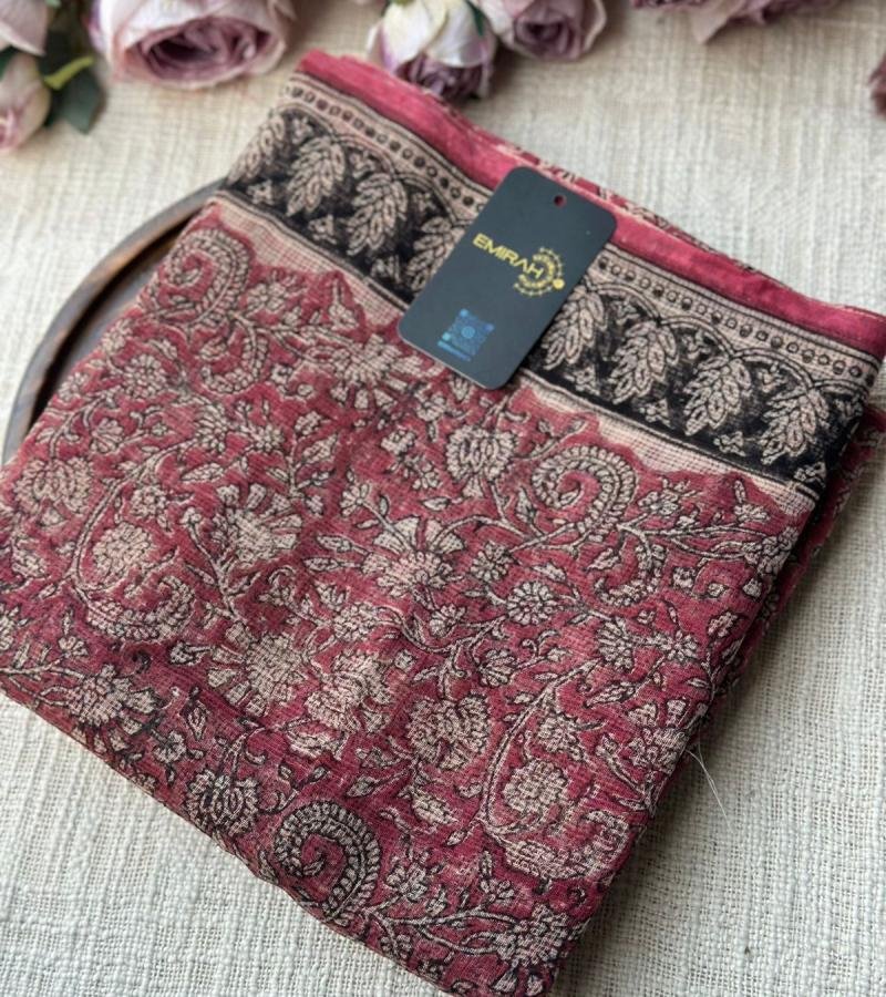 Elegant Floral Kota Doriya Suit  - Ruby Red