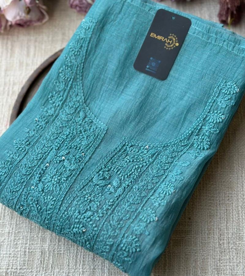 Graceful Handworked Mul Chanderi Suit with Tissue Salwar - Royal Blue