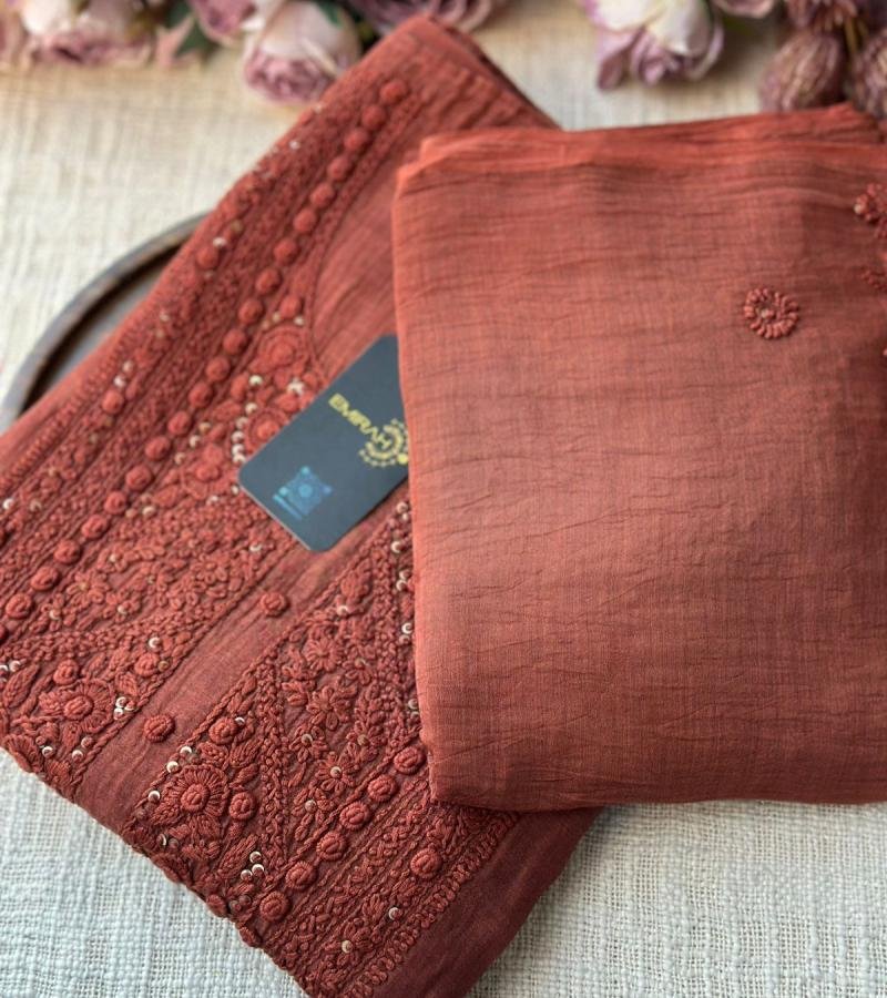 Graceful Handworked Mul Chanderi Suit with Tissue Salwar - Gold