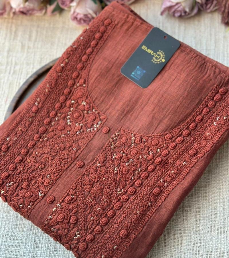 Graceful Handworked Mul Chanderi Suit with Tissue Salwar - Gold