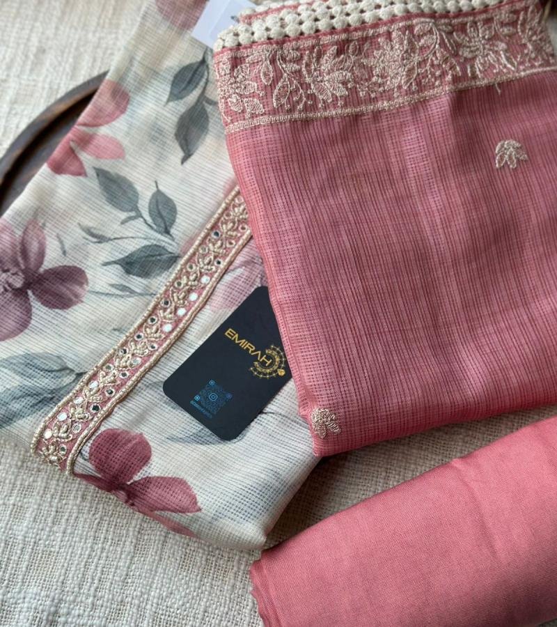 Graceful Kota Silk Suit with Floral Dupatta - Gold