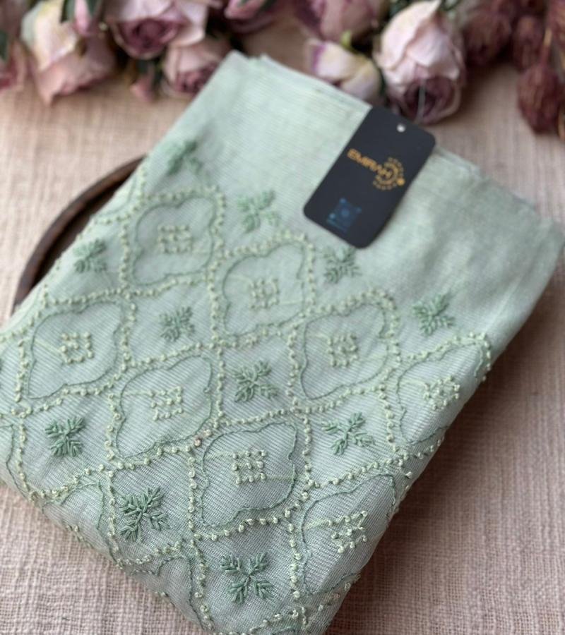 Elegant Net Kota Suit with Delicate Handwork - Ruby Red