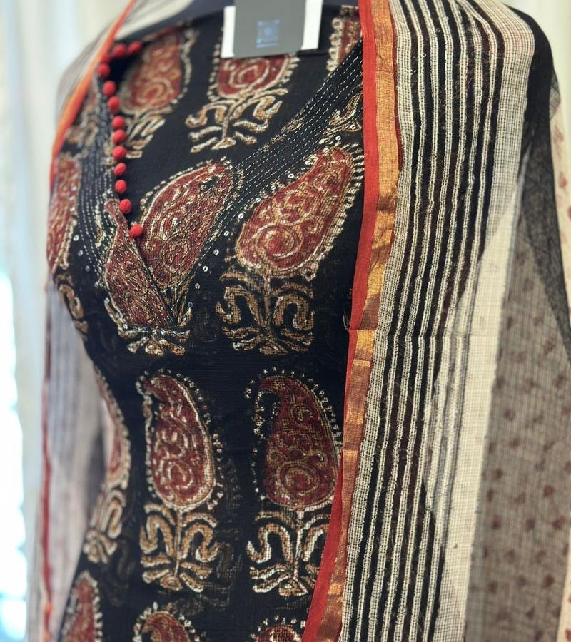 Elegant Paisley Kota Doriya Suit - Royal Blue