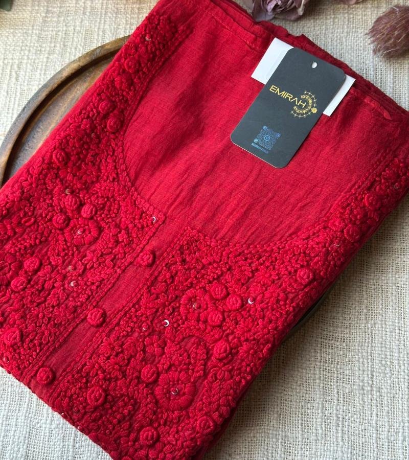 Mul Chanderi Suit with Intricate Embroidery - Emerald Green