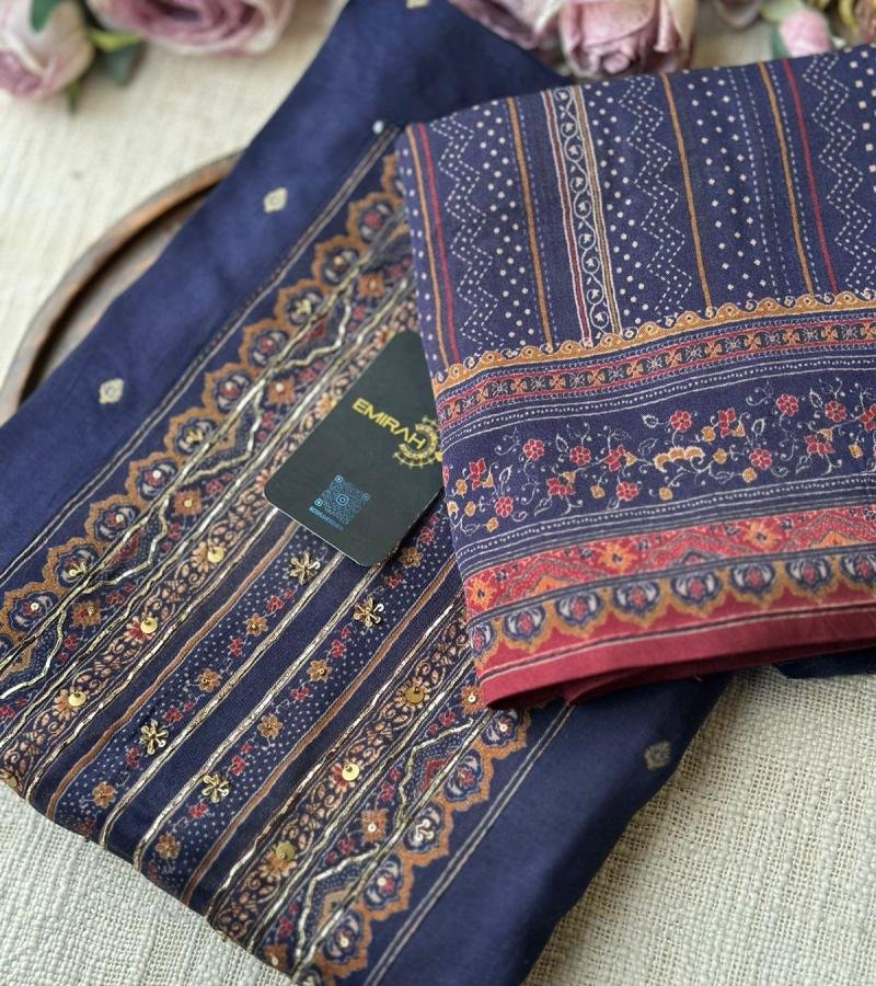 Classic Printed Muslin Suit - Emerald Green