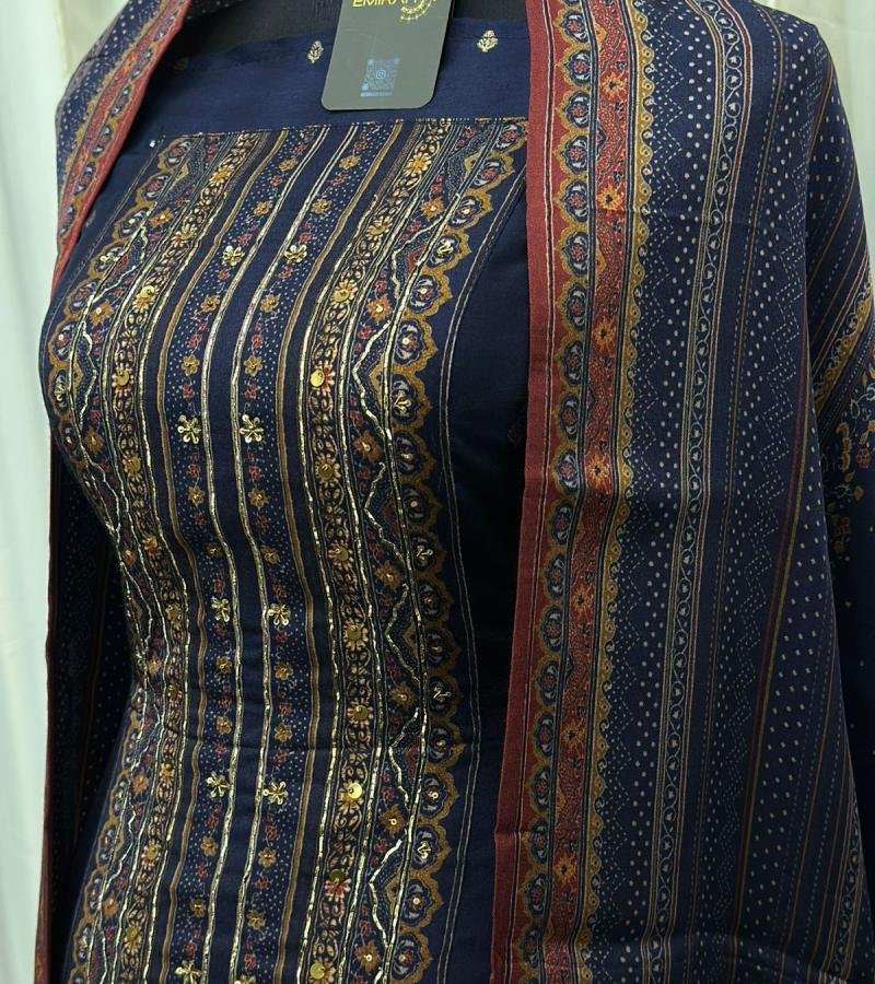 Classic Printed Muslin Suit - Emerald Green