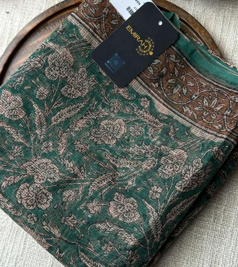 Rustic Floral Kota Doriya Suit - Silver