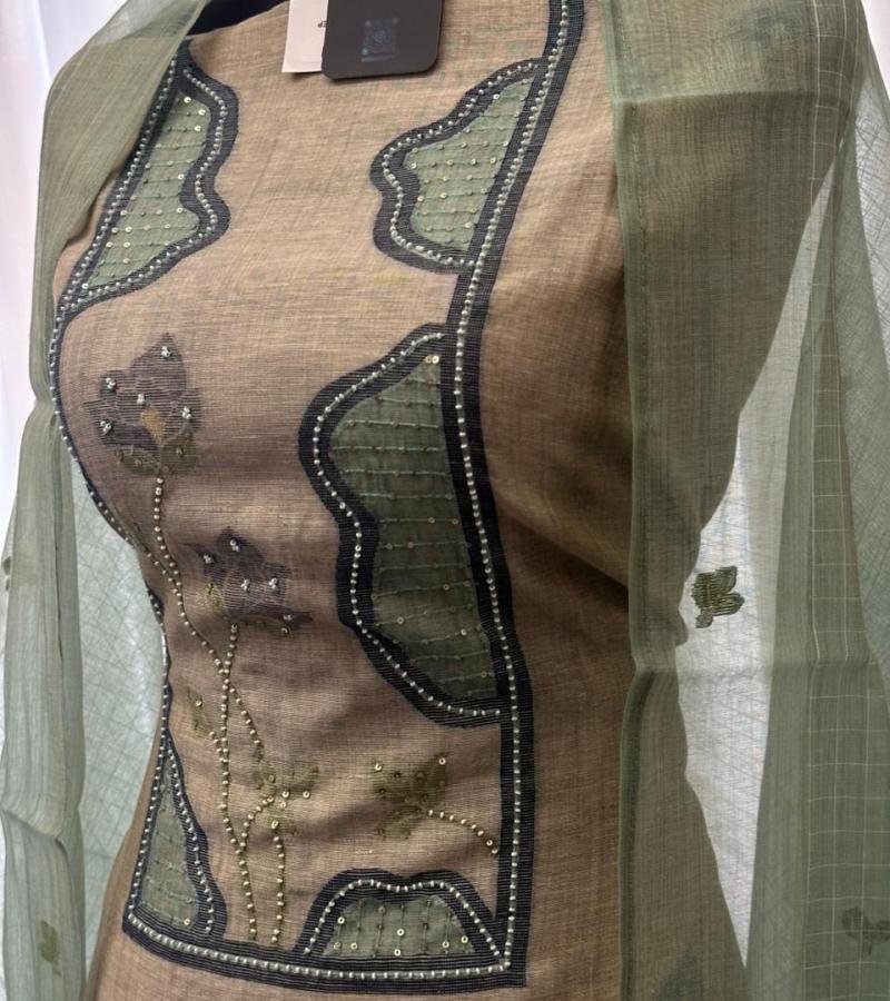 Elegant Chanderi Jamdani Floral Suit - Rose Pink