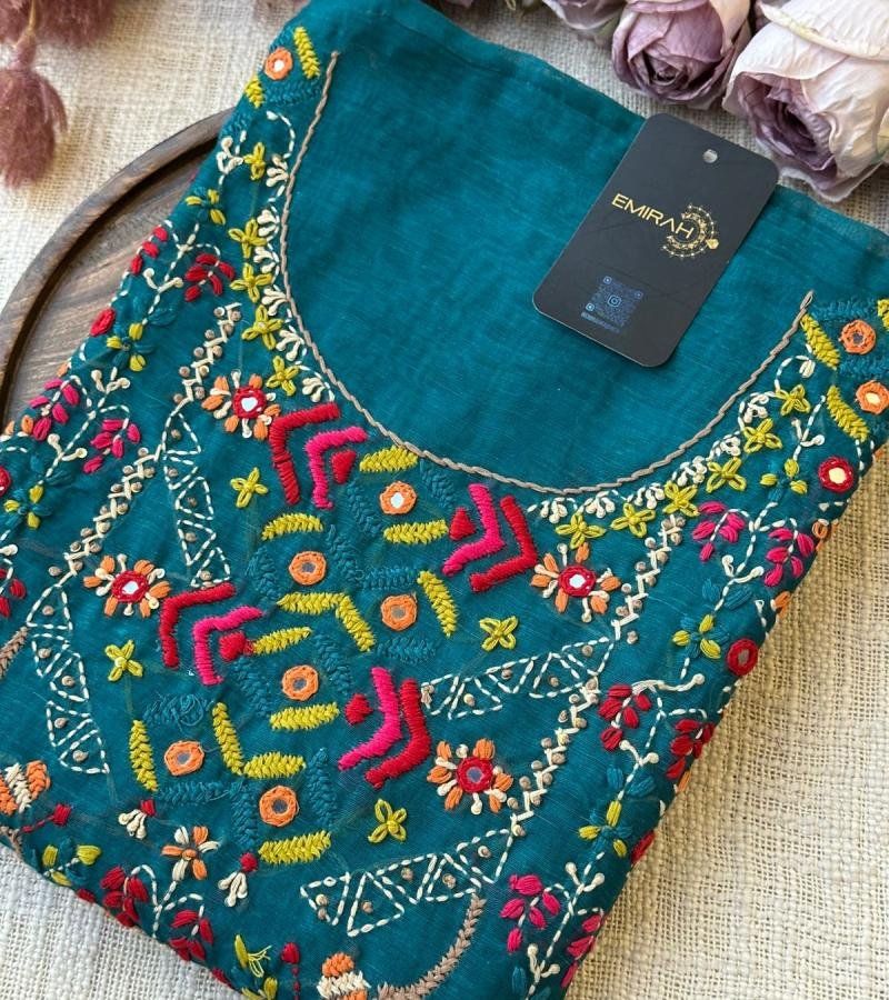 Heritage Threadwork Chanderi Suit - Emerald Green