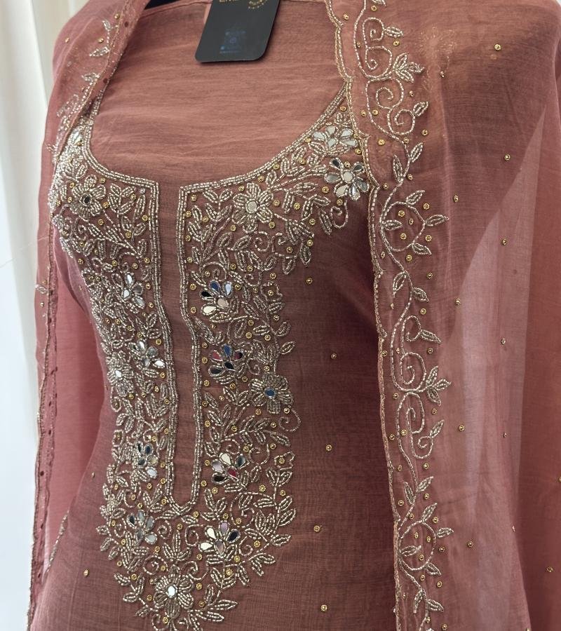 Regal Mauve Mul Chanderi - Ruby Red