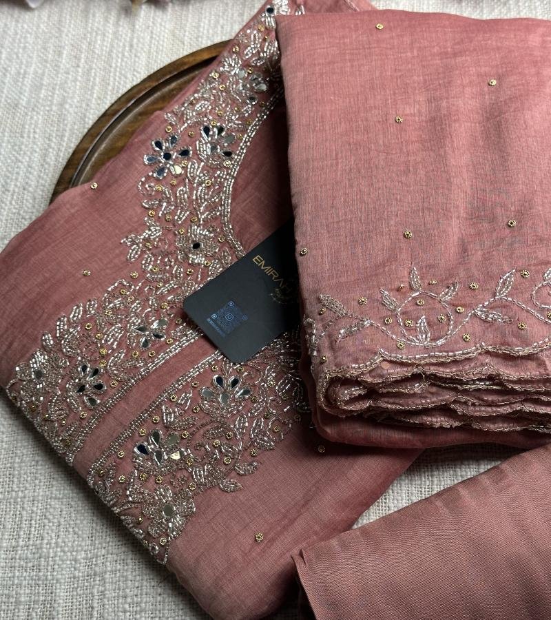Regal Mauve Mul Chanderi - Ruby Red
