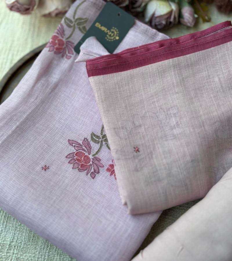 Subtle Bloom Semi Linen - Charcoal Grey