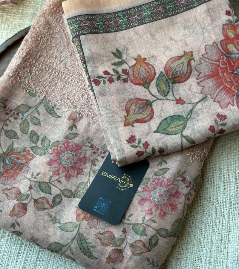 Blush Garden Kota Chanderi - Charcoal Grey