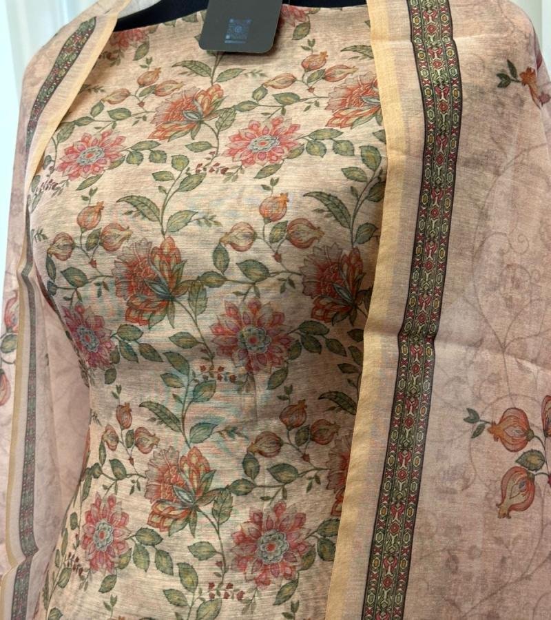 Blush Garden Kota Chanderi - Charcoal Grey