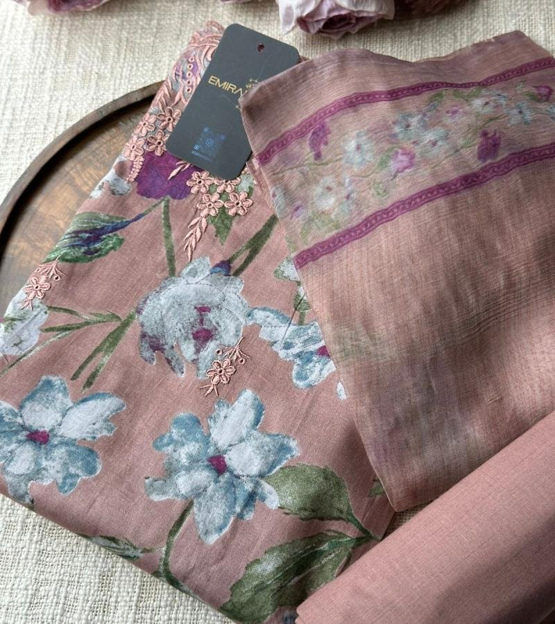 Serene Blue Floral Cotton Suit - Royal Blue
