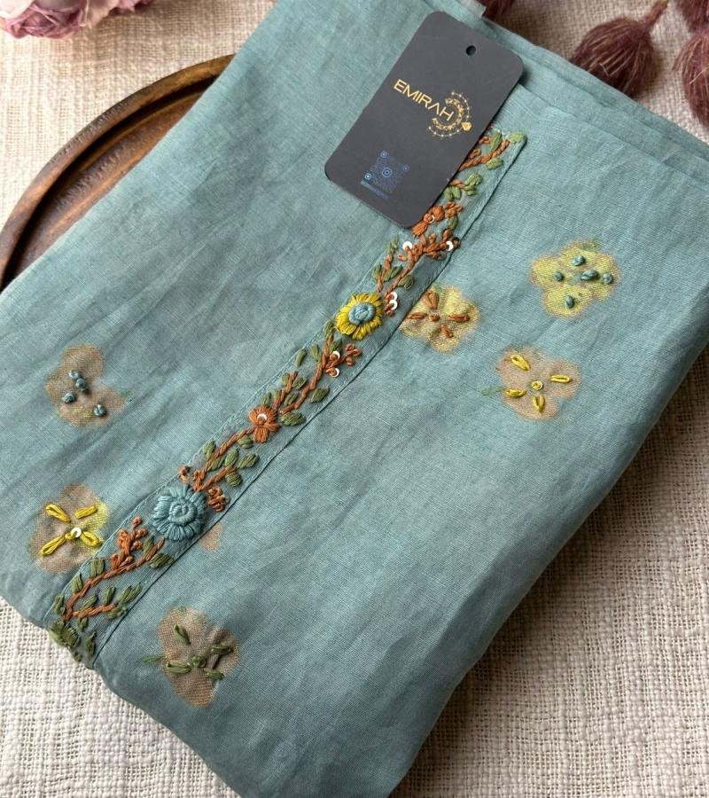 Chanderi with jamdani weaving - Silver