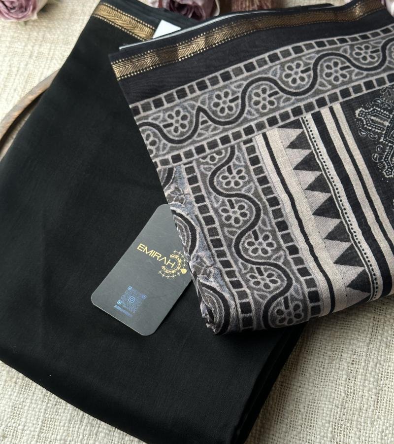  Maheshwari Silk Suit Set - Charcoal Grey