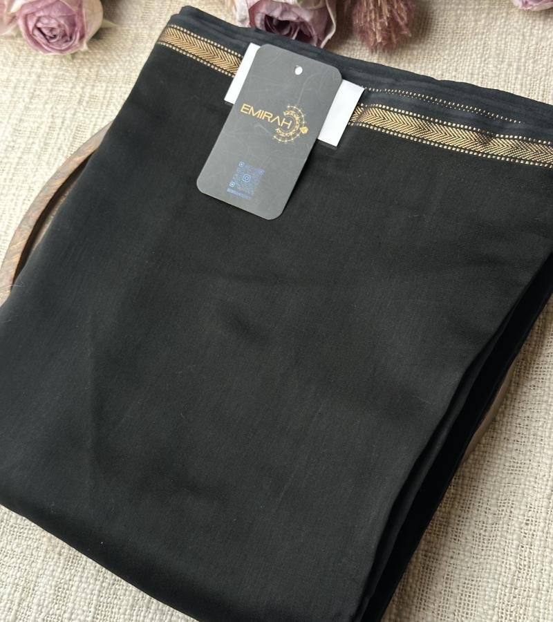  Maheshwari Silk Suit Set - Charcoal Grey