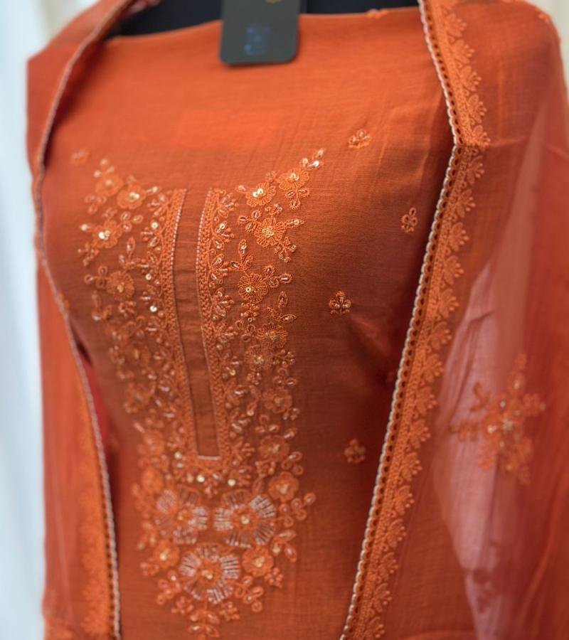 Mul chanderi salwar suit - Rose Pink