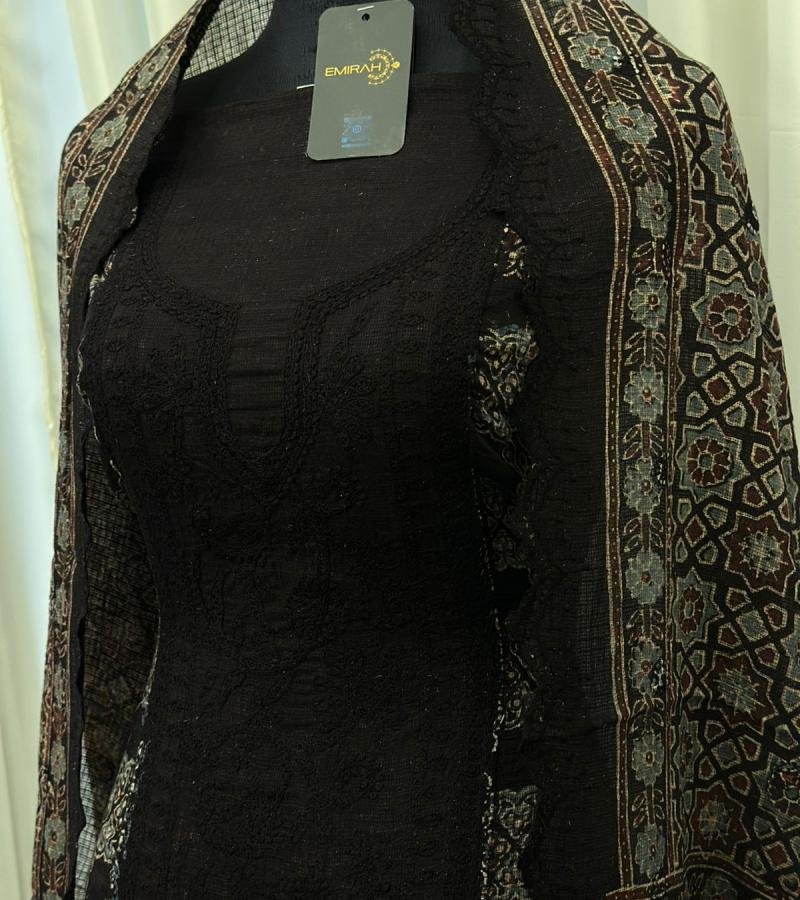Midnight Grace Cotton Kota Suit Set - Gold