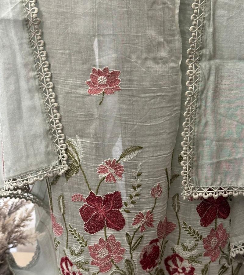Mul chanderi suit set - Emerald Green