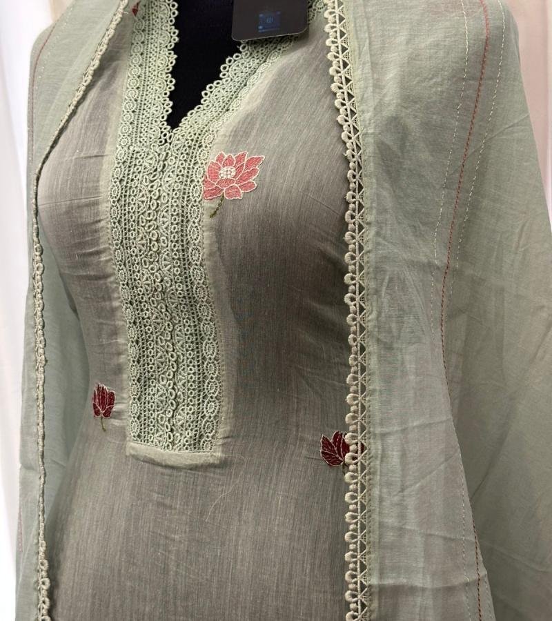Mul chanderi suit set - Emerald Green
