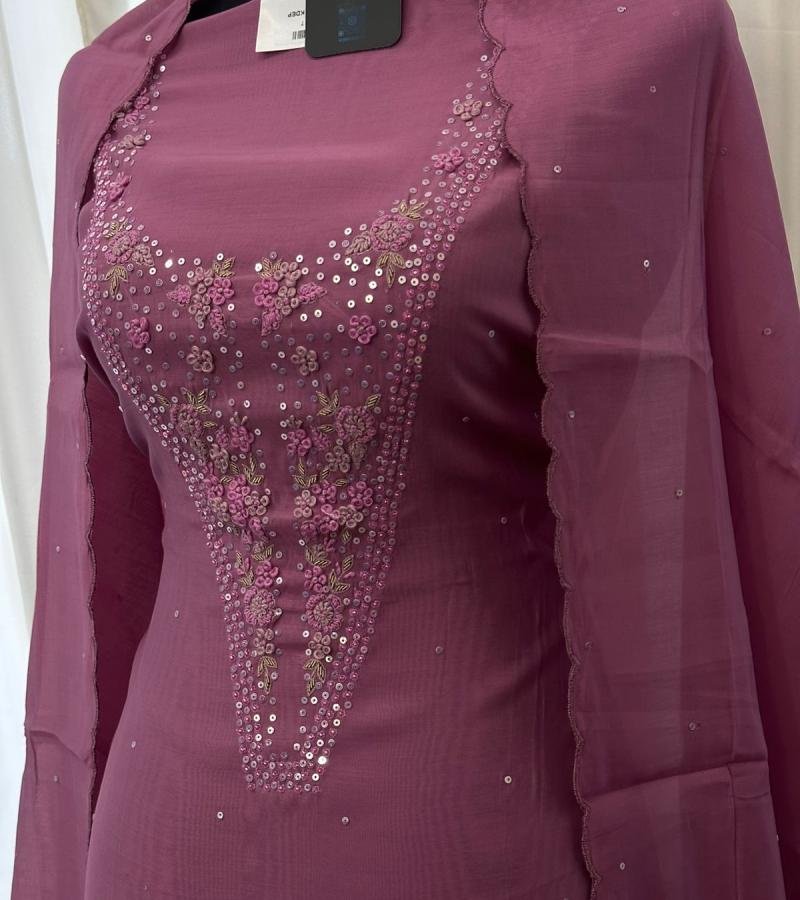 Rosé Elegance Muslin Silk Suit Set - Rose Pink