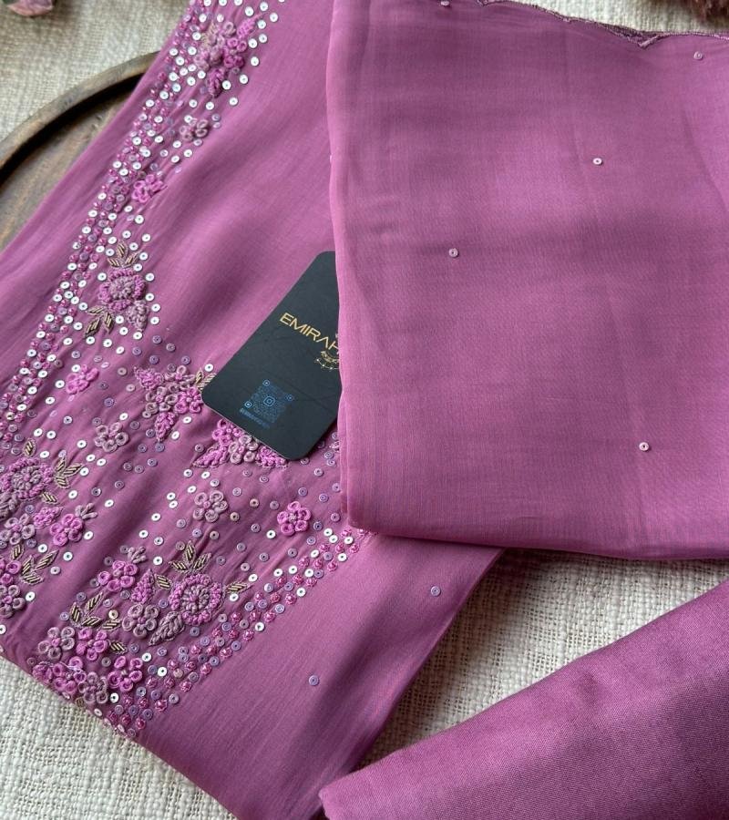 Rosé Elegance Muslin Silk Suit Set - Rose Pink