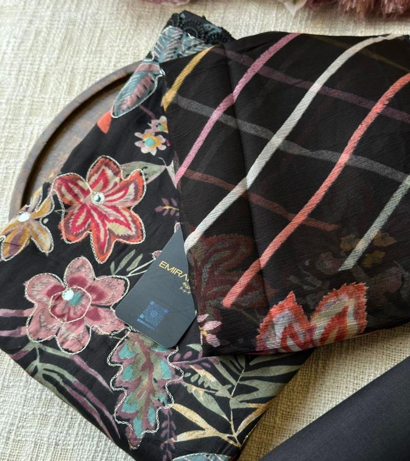 Midnight Bloom Cotton Suit Set  - Jet Black