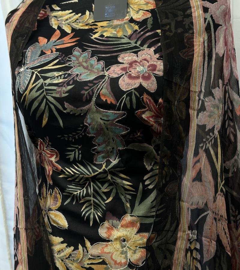 Midnight Bloom Cotton Suit Set  - Jet Black