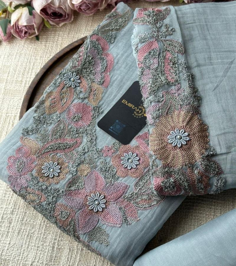 Pastel Bloom Mul Chanderi Suit Set - Ruby Red