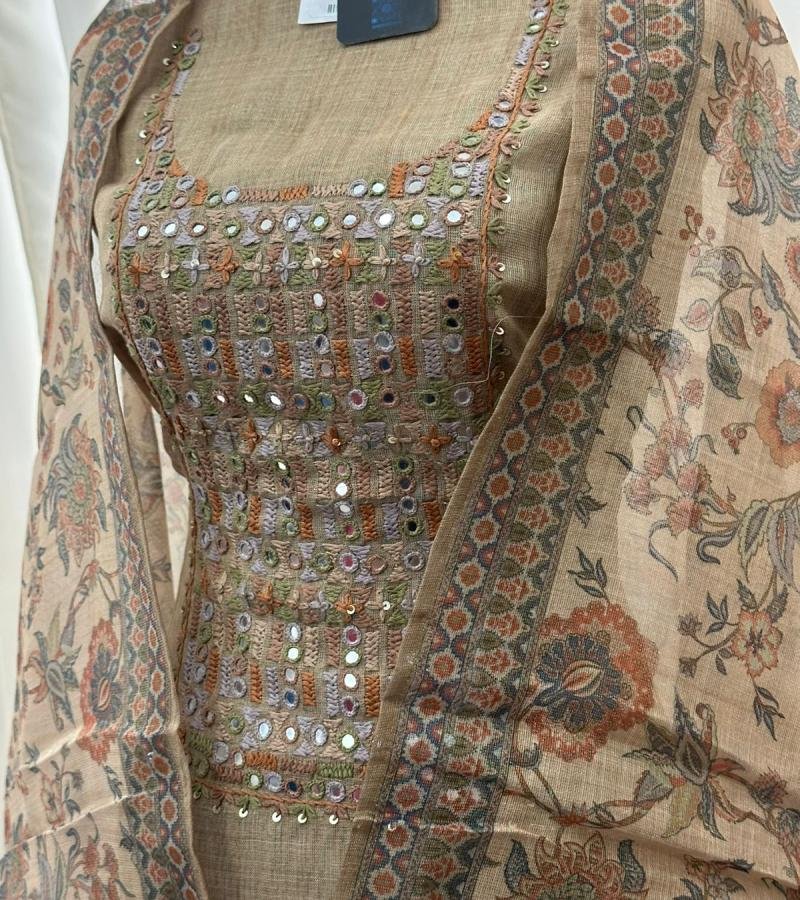 Zariya Tissue Linen Suit - Gold