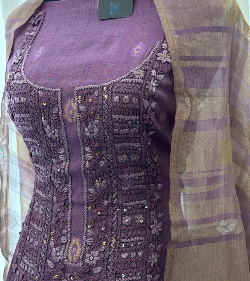 Meher Jamdani Weaving Suit - Mixed Colors