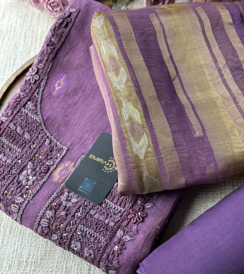 Meher Jamdani Weaving Suit - Mixed Colors