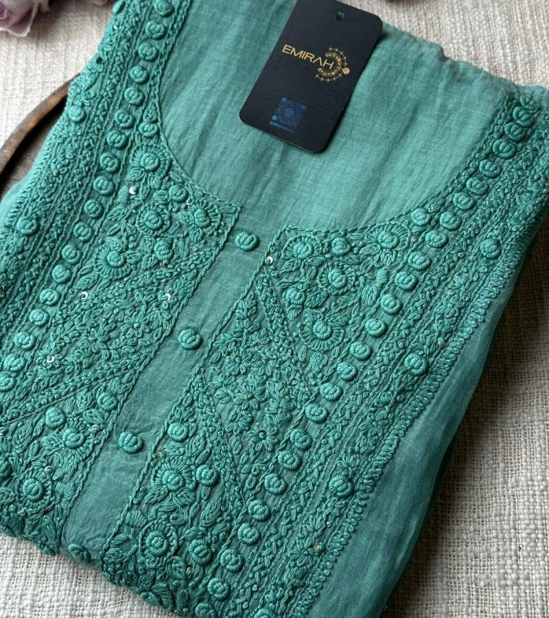 Mul Chanderi Suit - Emerald Green
