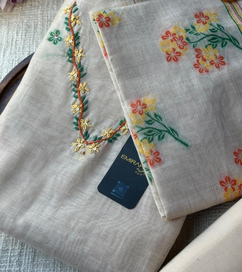 Meadow Blossom Chanderi - Gold
